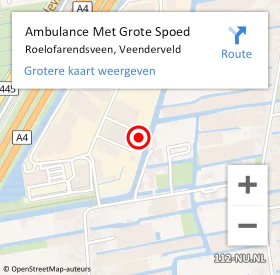 Locatie op kaart van de 112 melding: Ambulance Met Grote Spoed Naar Roelofarendsveen, Veenderveld op 20 december 2024 13:55