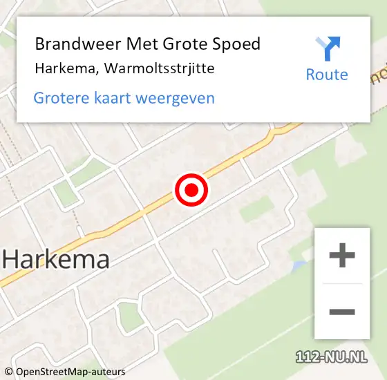 Locatie op kaart van de 112 melding: Brandweer Met Grote Spoed Naar Harkema, Warmoltsstrjitte op 20 december 2024 14:18