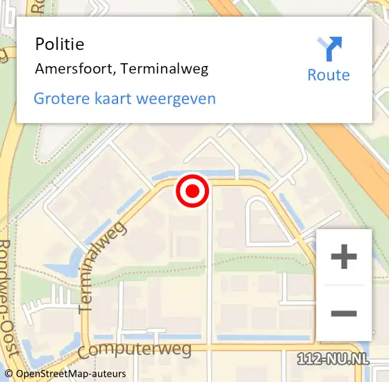 Locatie op kaart van de 112 melding: Politie Amersfoort, Terminalweg op 20 december 2024 14:19