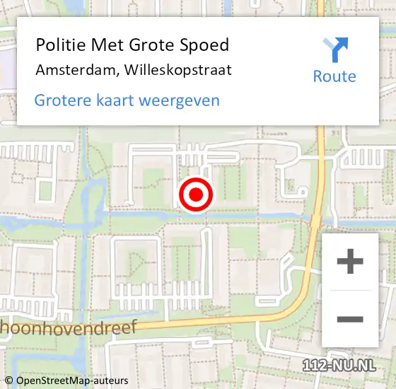 Locatie op kaart van de 112 melding: Politie Met Grote Spoed Naar Amsterdam, Willeskopstraat op 20 december 2024 14:30