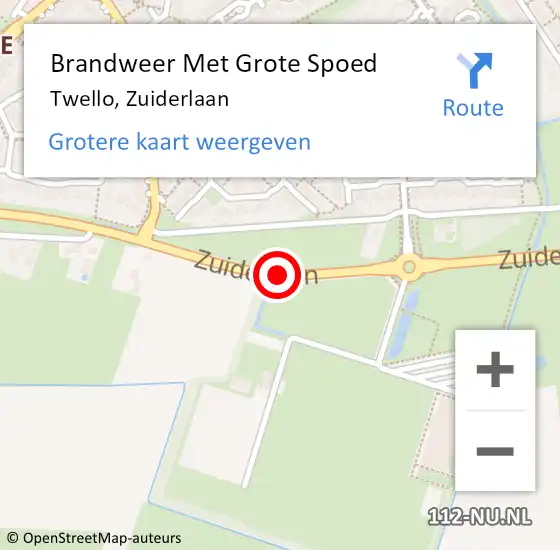 Locatie op kaart van de 112 melding: Brandweer Met Grote Spoed Naar Twello, Zuiderlaan op 19 oktober 2013 11:52