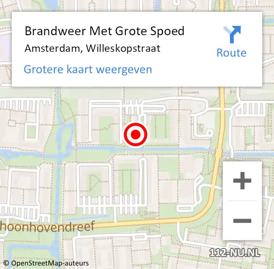 Locatie op kaart van de 112 melding: Brandweer Met Grote Spoed Naar Amsterdam, Willeskopstraat op 20 december 2024 14:30