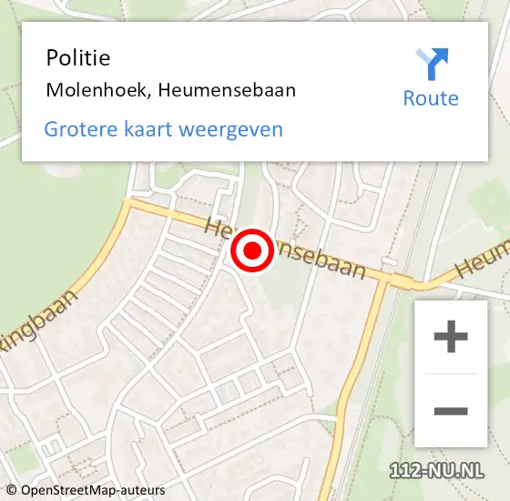 Locatie op kaart van de 112 melding: Politie Molenhoek, Heumensebaan op 20 december 2024 14:30