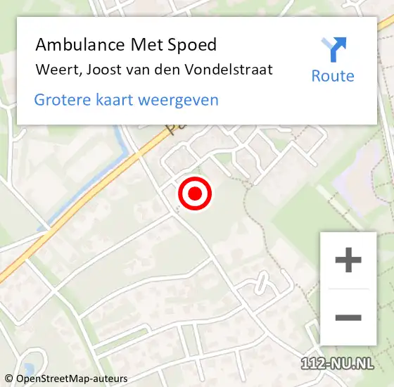 Locatie op kaart van de 112 melding: Ambulance Met Spoed Naar Weert, Joost van den Vondelstraat op 20 december 2024 14:34