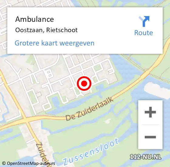 Locatie op kaart van de 112 melding: Ambulance Oostzaan, Rietschoot op 20 december 2024 14:40