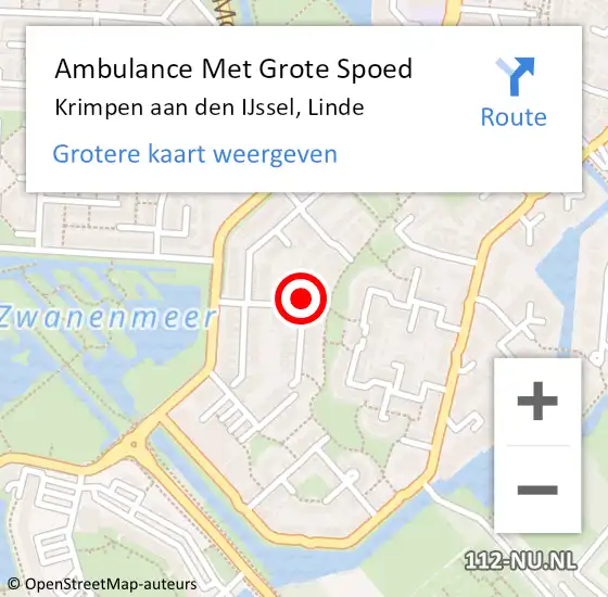 Locatie op kaart van de 112 melding: Ambulance Met Grote Spoed Naar Krimpen aan den IJssel, Linde op 20 december 2024 14:45