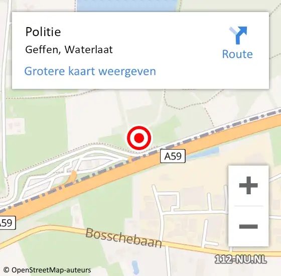 Locatie op kaart van de 112 melding: Politie Geffen, Waterlaat op 20 december 2024 15:04