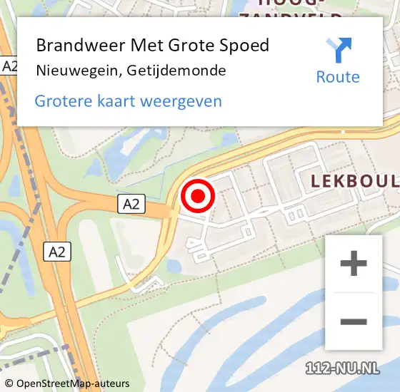 Locatie op kaart van de 112 melding: Brandweer Met Grote Spoed Naar Nieuwegein, Getijdemonde op 20 december 2024 15:04