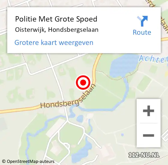 Locatie op kaart van de 112 melding: Politie Met Grote Spoed Naar Oisterwijk, Hondsbergselaan op 20 december 2024 15:13