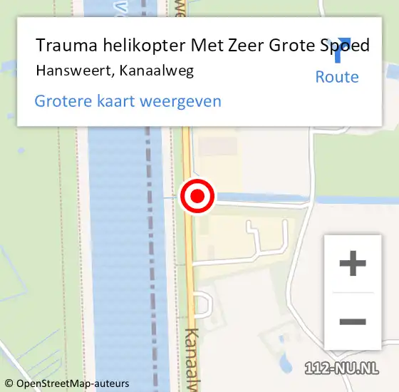 Locatie op kaart van de 112 melding: Trauma helikopter Met Zeer Grote Spoed Naar Hansweert, Kanaalweg op 20 december 2024 15:24