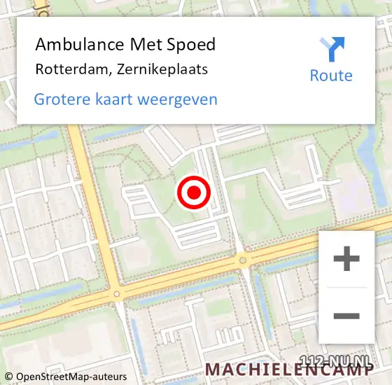 Locatie op kaart van de 112 melding: Ambulance Met Spoed Naar Rotterdam, Zernikeplaats op 20 december 2024 15:25