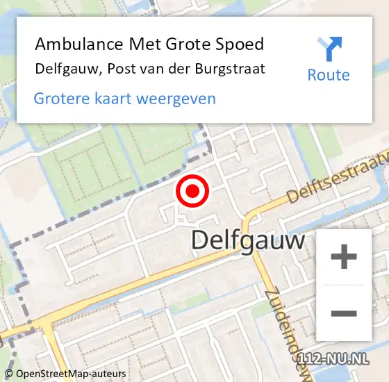 Locatie op kaart van de 112 melding: Ambulance Met Grote Spoed Naar Delfgauw, Post van der Burgstraat op 20 december 2024 15:26