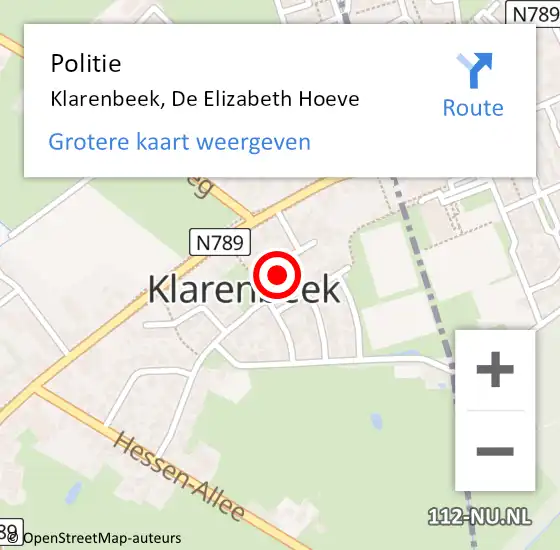 Locatie op kaart van de 112 melding: Politie Klarenbeek, De Elizabeth Hoeve op 20 december 2024 15:27