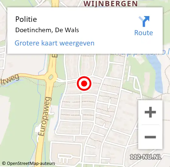 Locatie op kaart van de 112 melding: Politie Doetinchem, De Wals op 20 december 2024 15:39