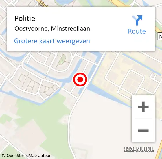 Locatie op kaart van de 112 melding: Politie Oostvoorne, Minstreellaan op 20 december 2024 15:53