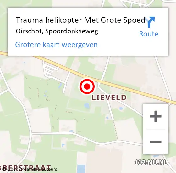 Locatie op kaart van de 112 melding: Trauma helikopter Met Grote Spoed Naar Oirschot, Spoordonkseweg op 20 december 2024 15:55