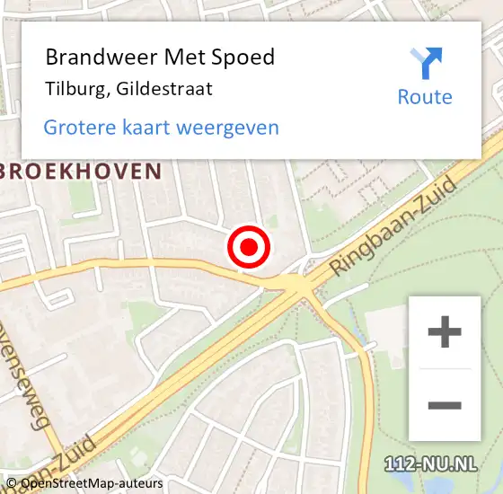 Locatie op kaart van de 112 melding: Brandweer Met Spoed Naar Tilburg, Gildestraat op 20 december 2024 15:56