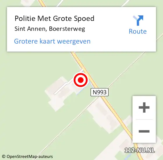 Locatie op kaart van de 112 melding: Politie Met Grote Spoed Naar Sint Annen, Boersterweg op 20 december 2024 16:06