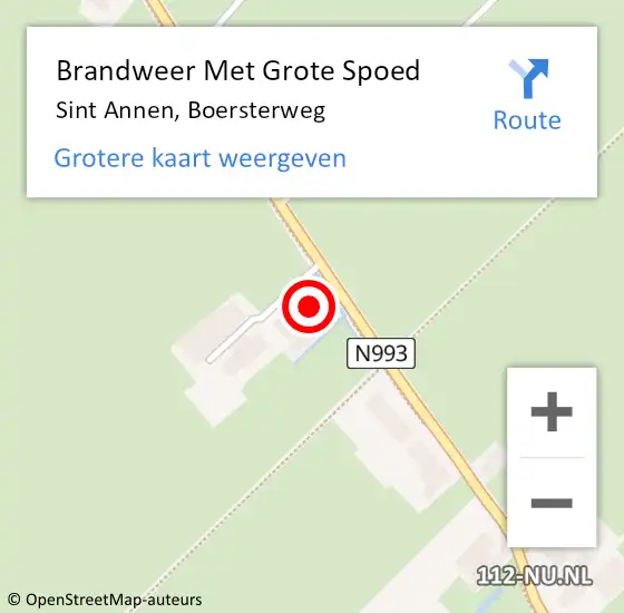 Locatie op kaart van de 112 melding: Brandweer Met Grote Spoed Naar Sint Annen, Boersterweg op 20 december 2024 16:06