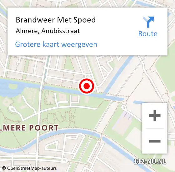 Locatie op kaart van de 112 melding: Brandweer Met Spoed Naar Almere, Anubisstraat op 20 december 2024 16:08