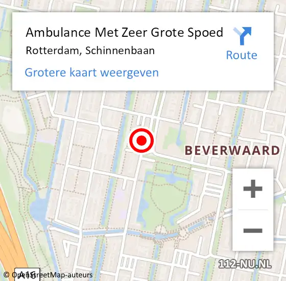 Locatie op kaart van de 112 melding: Ambulance Met Zeer Grote Spoed Naar Rotterdam, Schinnenbaan op 20 december 2024 16:20