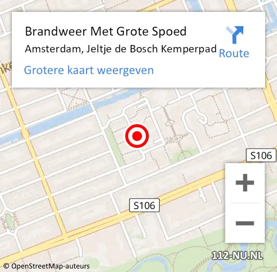 Locatie op kaart van de 112 melding: Brandweer Met Grote Spoed Naar Amsterdam, Jeltje de Bosch Kemperpad op 20 december 2024 16:49