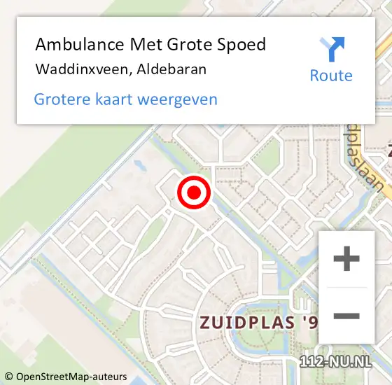 Locatie op kaart van de 112 melding: Ambulance Met Grote Spoed Naar Waddinxveen, Aldebaran op 20 december 2024 16:59