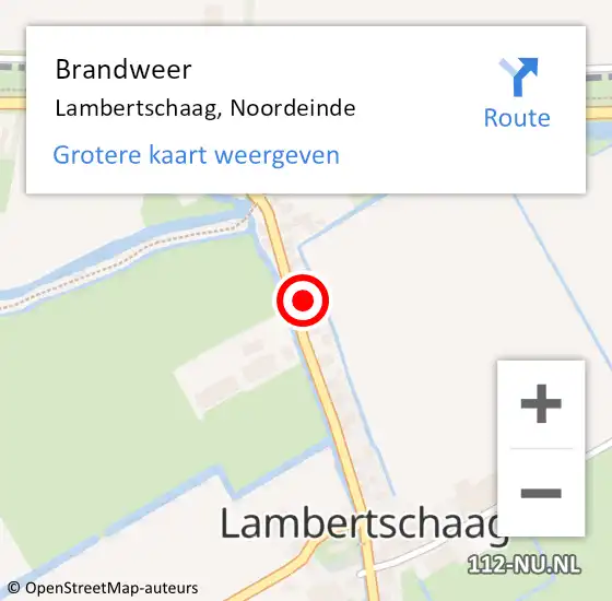 Locatie op kaart van de 112 melding: Brandweer Lambertschaag, Noordeinde op 20 december 2024 17:04