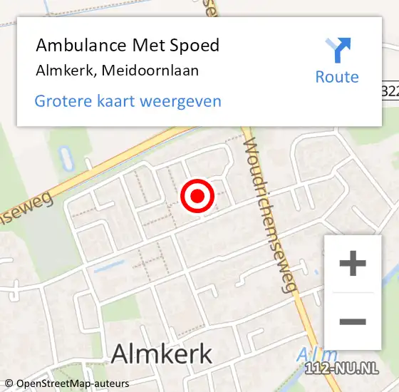 Locatie op kaart van de 112 melding: Ambulance Met Spoed Naar Almkerk, Meidoornlaan op 31 oktober 2014 04:57