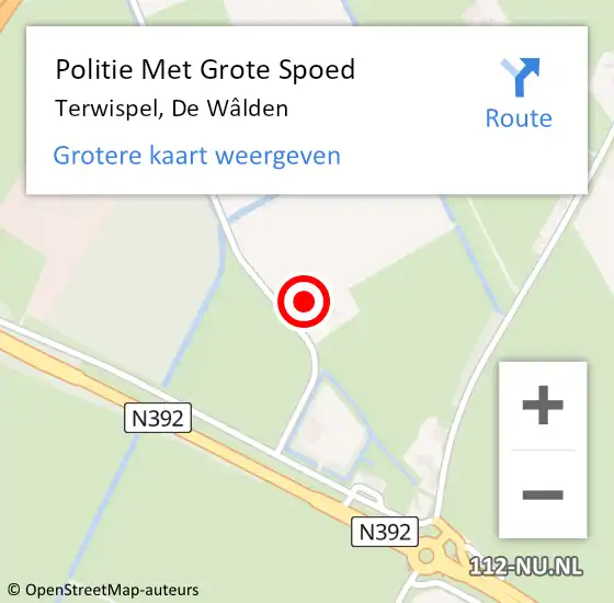 Locatie op kaart van de 112 melding: Politie Met Grote Spoed Naar Terwispel, De Wâlden op 20 december 2024 17:22