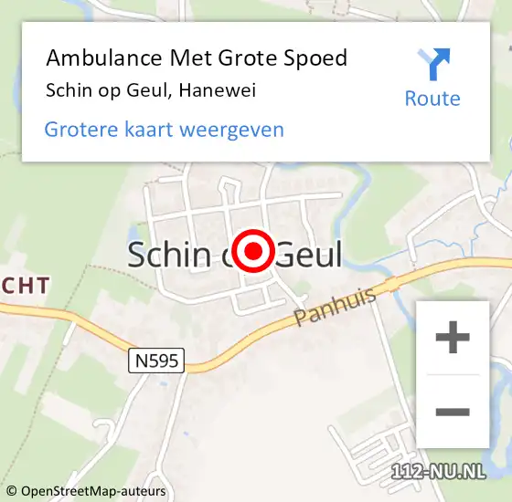 Locatie op kaart van de 112 melding: Ambulance Met Grote Spoed Naar Schin op Geul, Hanewei op 31 oktober 2014 04:58