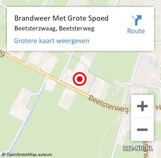 Locatie op kaart van de 112 melding: Brandweer Met Grote Spoed Naar Beetsterzwaag, Beetsterweg op 20 december 2024 17:28