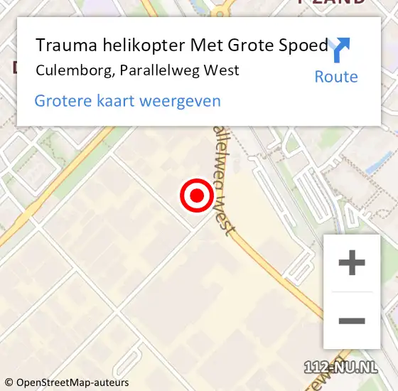 Locatie op kaart van de 112 melding: Trauma helikopter Met Grote Spoed Naar Culemborg, Parallelweg West op 20 december 2024 17:37