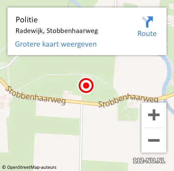 Locatie op kaart van de 112 melding: Politie Radewijk, Stobbenhaarweg op 20 december 2024 17:46