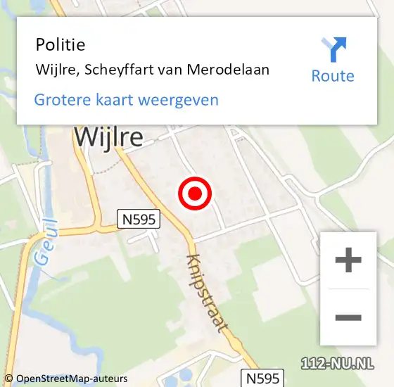 Locatie op kaart van de 112 melding: Politie Wijlre, Scheyffart van Merodelaan op 20 december 2024 17:54