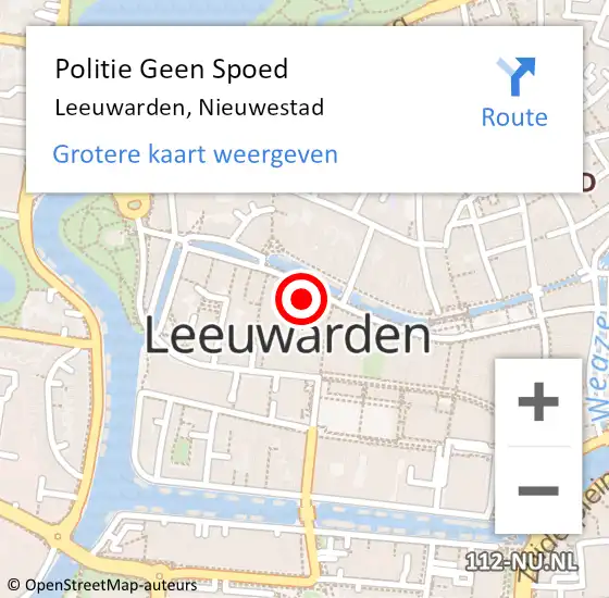 Locatie op kaart van de 112 melding: Politie Geen Spoed Naar Leeuwarden, Nieuwestad op 20 december 2024 18:05