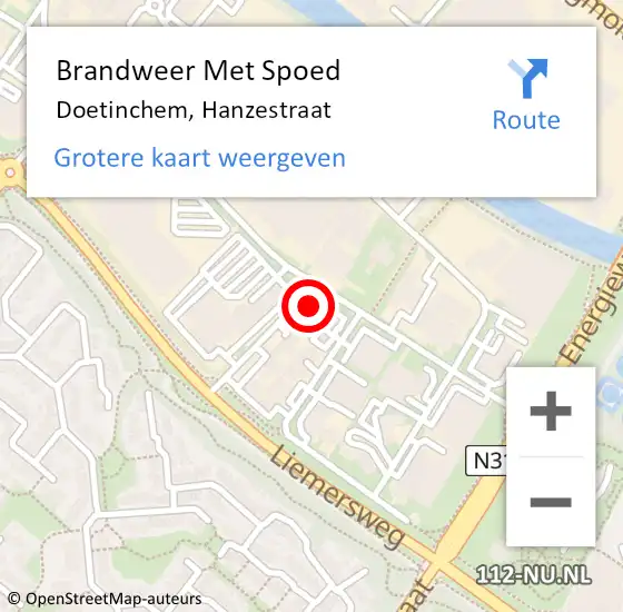 Locatie op kaart van de 112 melding: Brandweer Met Spoed Naar Doetinchem, Hanzestraat op 20 december 2024 18:22