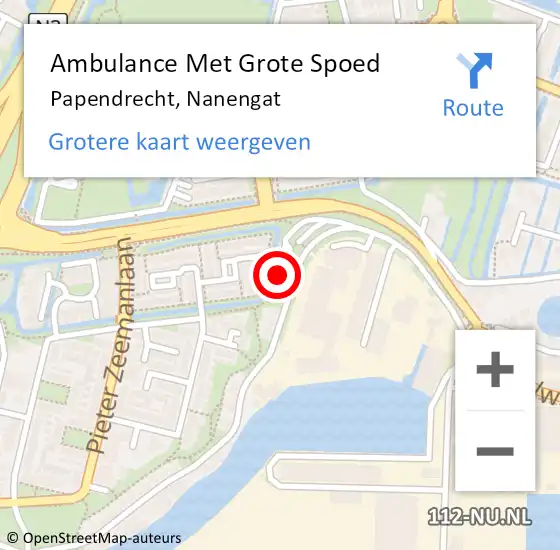 Locatie op kaart van de 112 melding: Ambulance Met Grote Spoed Naar Papendrecht, Nanengat op 20 december 2024 18:41