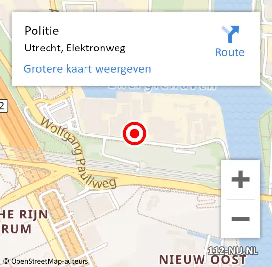 Locatie op kaart van de 112 melding: Politie Utrecht, Elektronweg op 20 december 2024 18:44