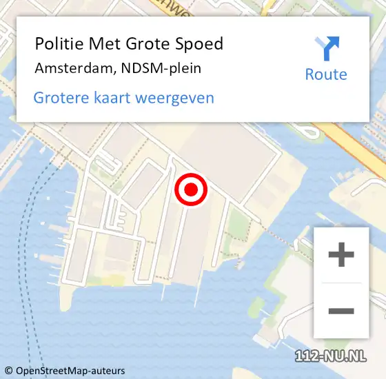 Locatie op kaart van de 112 melding: Politie Met Grote Spoed Naar Amsterdam, NDSM-plein op 20 december 2024 18:44