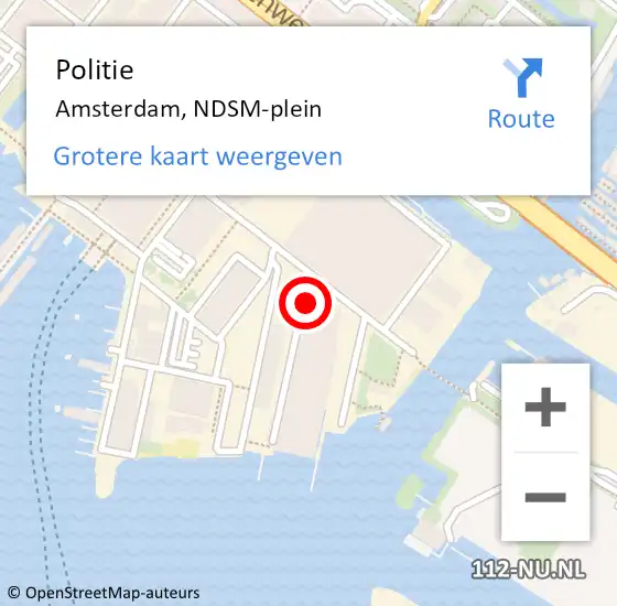 Locatie op kaart van de 112 melding: Politie Amsterdam, NDSM-plein op 20 december 2024 18:45