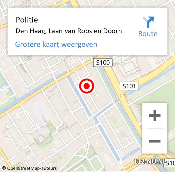 Locatie op kaart van de 112 melding: Politie Den Haag, Laan van Roos en Doorn op 20 december 2024 18:50