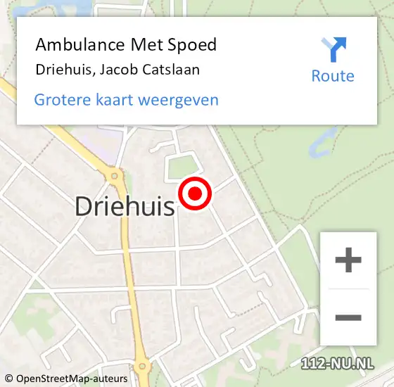 Locatie op kaart van de 112 melding: Ambulance Met Spoed Naar Driehuis, Jacob Catslaan op 20 december 2024 18:57