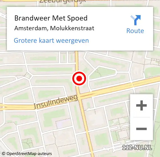 Locatie op kaart van de 112 melding: Brandweer Met Spoed Naar Amsterdam, Molukkenstraat op 20 december 2024 19:10