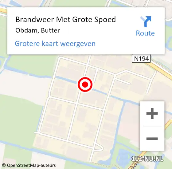 Locatie op kaart van de 112 melding: Brandweer Met Grote Spoed Naar Obdam, Butter op 20 december 2024 19:36