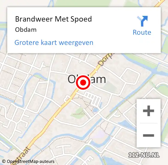 Locatie op kaart van de 112 melding: Brandweer Met Spoed Naar Obdam op 20 december 2024 19:59