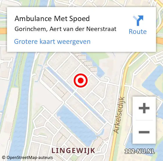 Locatie op kaart van de 112 melding: Ambulance Met Spoed Naar Gorinchem, Aert van der Neerstraat op 20 december 2024 20:33