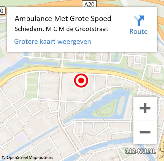 Locatie op kaart van de 112 melding: Ambulance Met Grote Spoed Naar Schiedam, M C M de Grootstraat op 20 december 2024 20:34