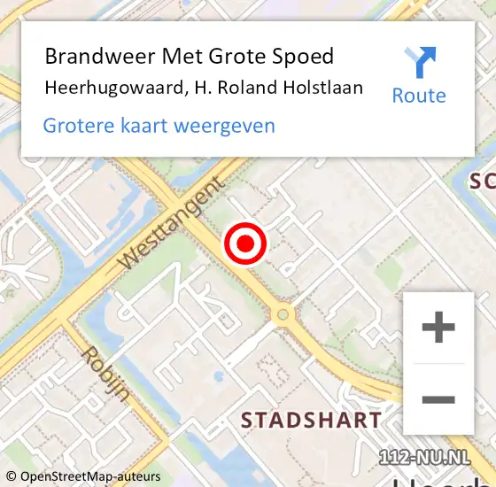 Locatie op kaart van de 112 melding: Brandweer Met Grote Spoed Naar Heerhugowaard, H. Roland Holstlaan op 31 oktober 2014 06:15