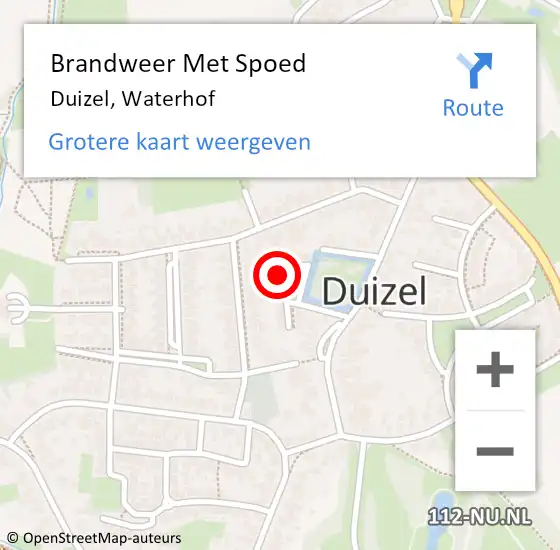 Locatie op kaart van de 112 melding: Brandweer Met Spoed Naar Duizel, Waterhof op 20 december 2024 20:46